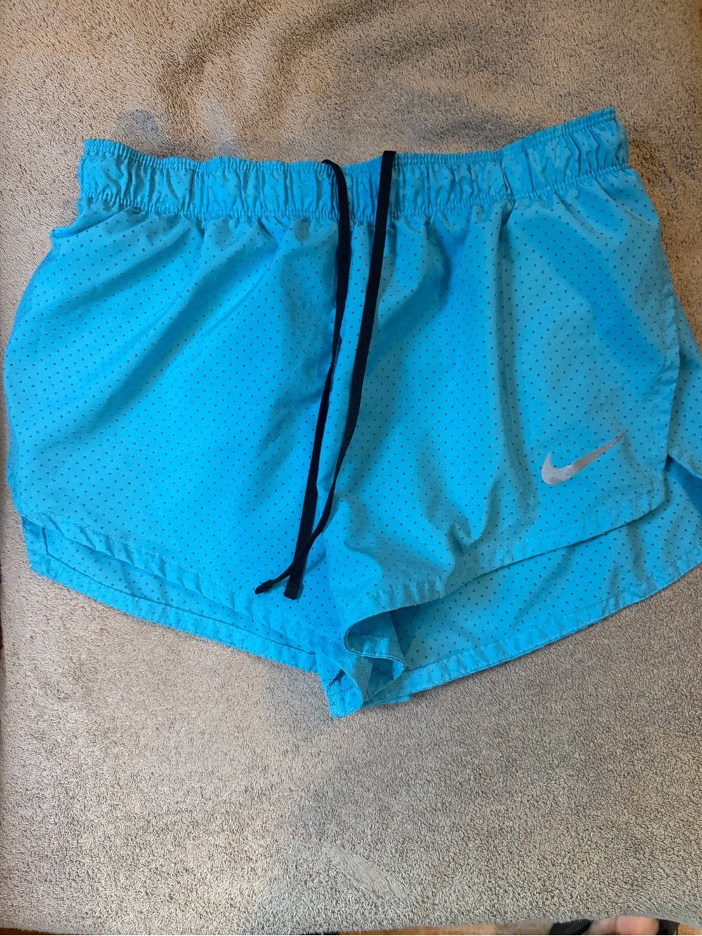 Nike Women's Turquoise Athletic Shorts with Black Drawstring